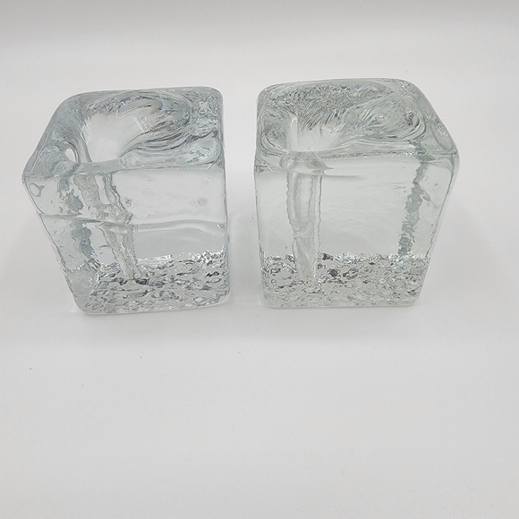 VINTAGE Swedish square cube art glass Solifluer bud vases - Picture 2 of 6